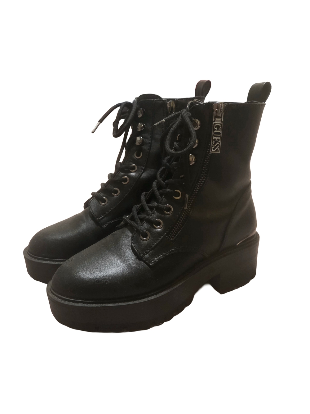 Guess Fearne Black Platform Combat Boots